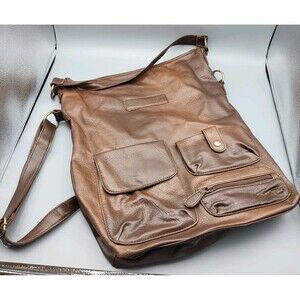 American Eagle Payless Crossbody Tote Bag Soft Brown Vinyl With Adjustable Strap